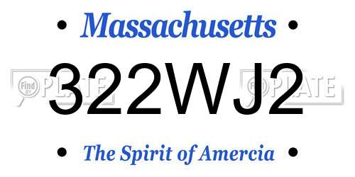 322WJ2 Massachusetts License Plate