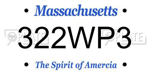 322WP3 Massachusetts License Plate