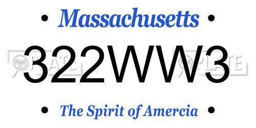 322WW3 Massachusetts License Plate