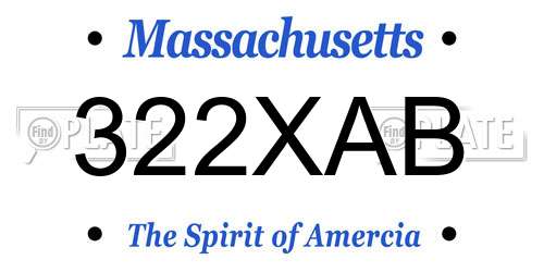 322XAB Massachusetts License Plate