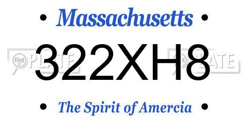 322XH8 Massachusetts License Plate