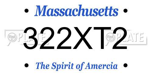 322XT2 Massachusetts License Plate