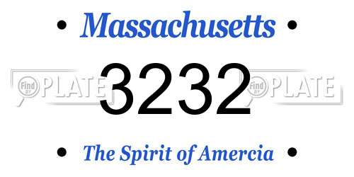 3232 Massachusetts License Plate
