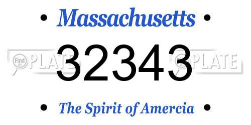 32343 Massachusetts License Plate
