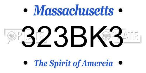 323BK3 Massachusetts License Plate