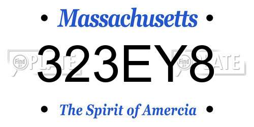 323EY8 Massachusetts License Plate