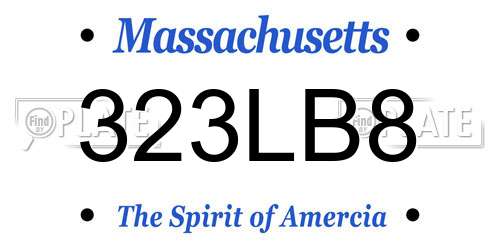 323LB8 Massachusetts License Plate