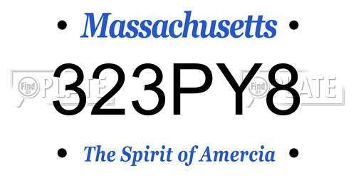 323PY8 Massachusetts License Plate