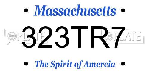 323TR7 Massachusetts License Plate