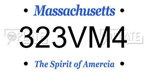 323VM4 Massachusetts License Plate