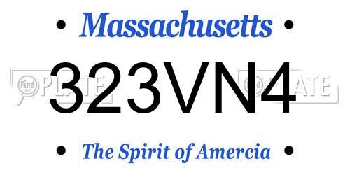 323VN4 Massachusetts License Plate
