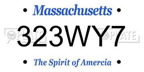 323WY7 Massachusetts License Plate