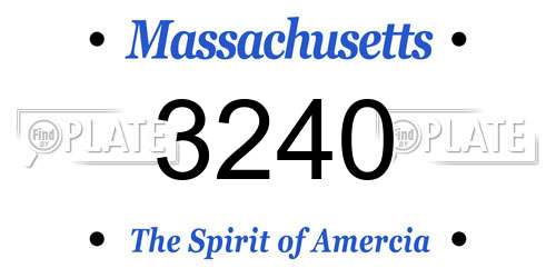3240 Massachusetts License Plate