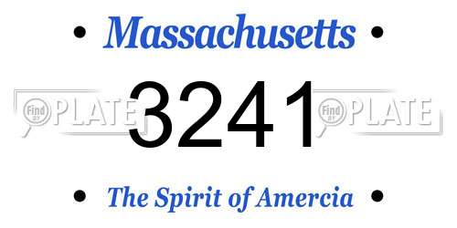 3241 Massachusetts License Plate