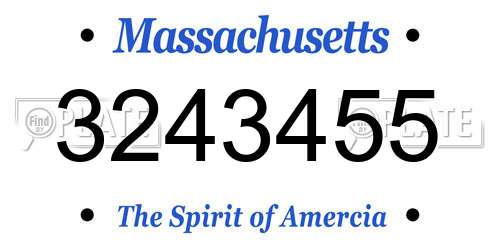 3243455 Massachusetts License Plate