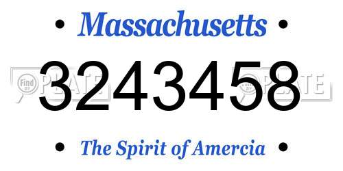 3243458 Massachusetts License Plate