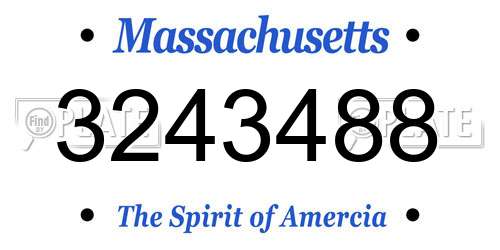 3243488 Massachusetts License Plate