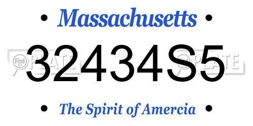 32434S5 Massachusetts License Plate