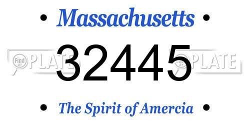32445 Massachusetts License Plate