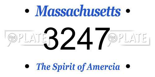 3247 Massachusetts License Plate