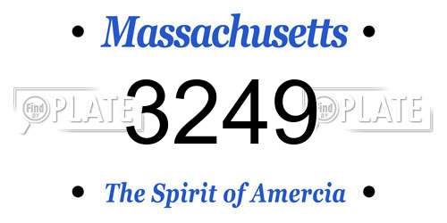3249 Massachusetts License Plate
