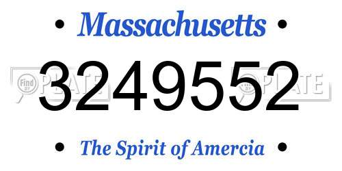 3249552 Massachusetts License Plate