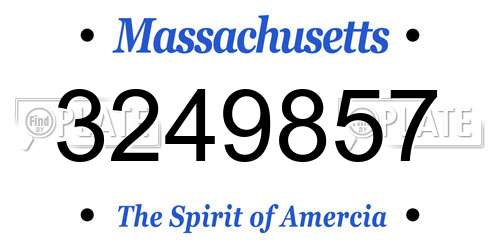 3249857 Massachusetts License Plate