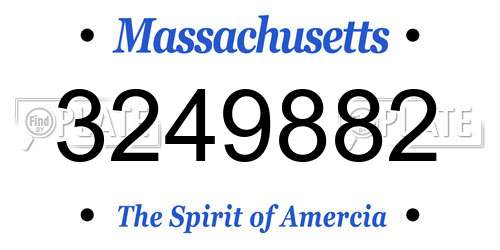 3249882 Massachusetts License Plate