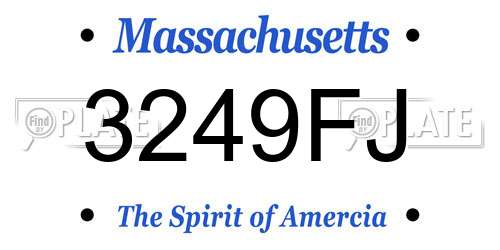3249FJ Massachusetts License Plate