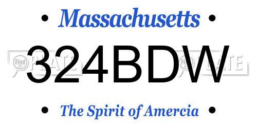 324BDW Massachusetts License Plate