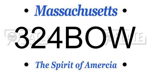 324BOW Massachusetts License Plate