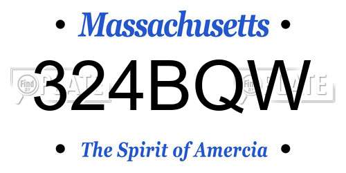 324BQW Massachusetts License Plate