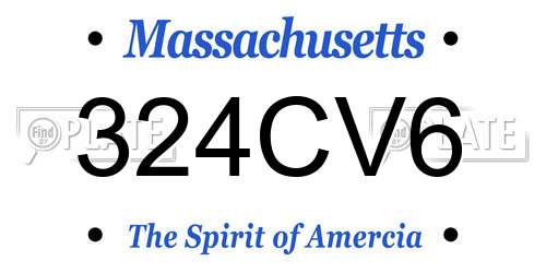324CV6 Massachusetts License Plate