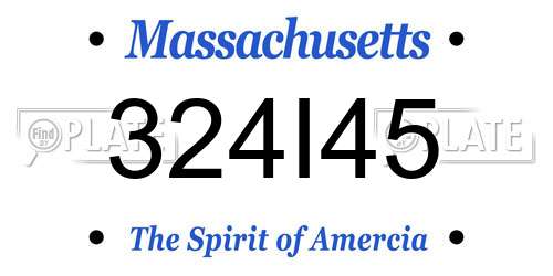 324I45 Massachusetts License Plate