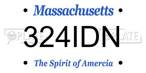 324IDN Massachusetts License Plate