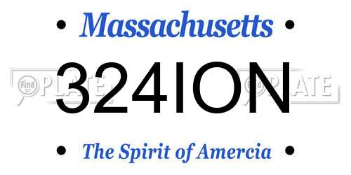 324ION Massachusetts License Plate
