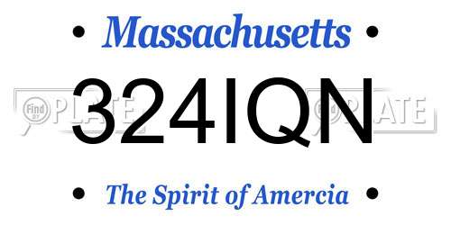 324IQN Massachusetts License Plate
