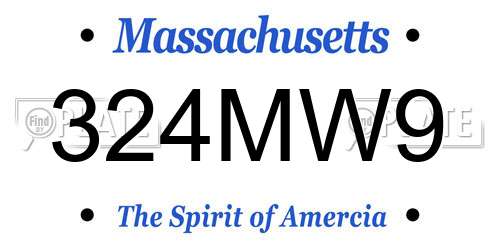324MW9 Massachusetts License Plate