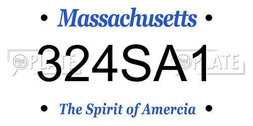 324SA1 Massachusetts License Plate