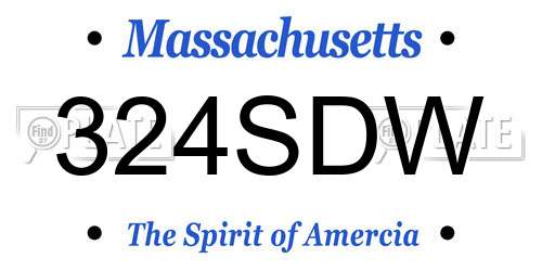 324SDW Massachusetts License Plate