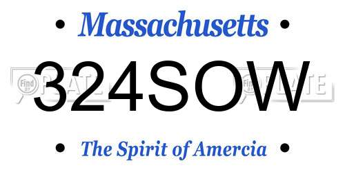 324SOW Massachusetts License Plate
