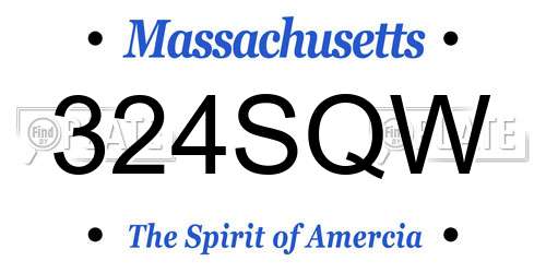 324SQW Massachusetts License Plate