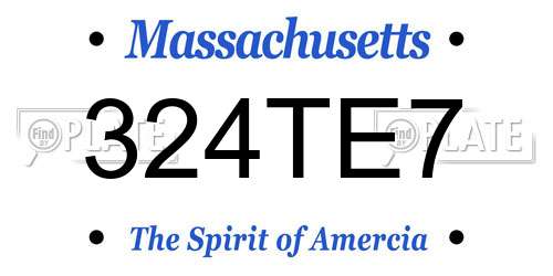 324TE7 Massachusetts License Plate