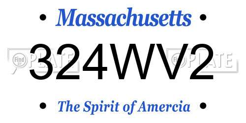 324WV2 Massachusetts License Plate