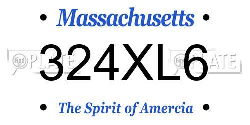 324XL6 Massachusetts License Plate
