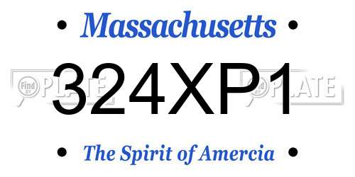 324XP1 Massachusetts License Plate