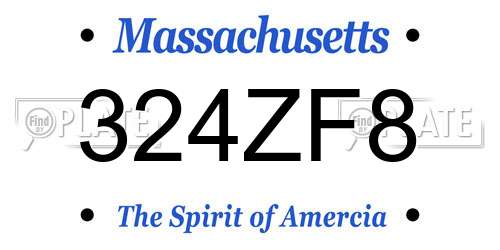 324ZF8 Massachusetts License Plate