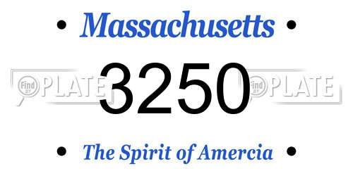 3250 Massachusetts License Plate