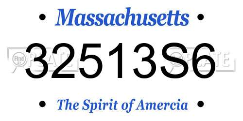32513S6 Massachusetts License Plate