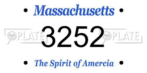 3252 Massachusetts License Plate